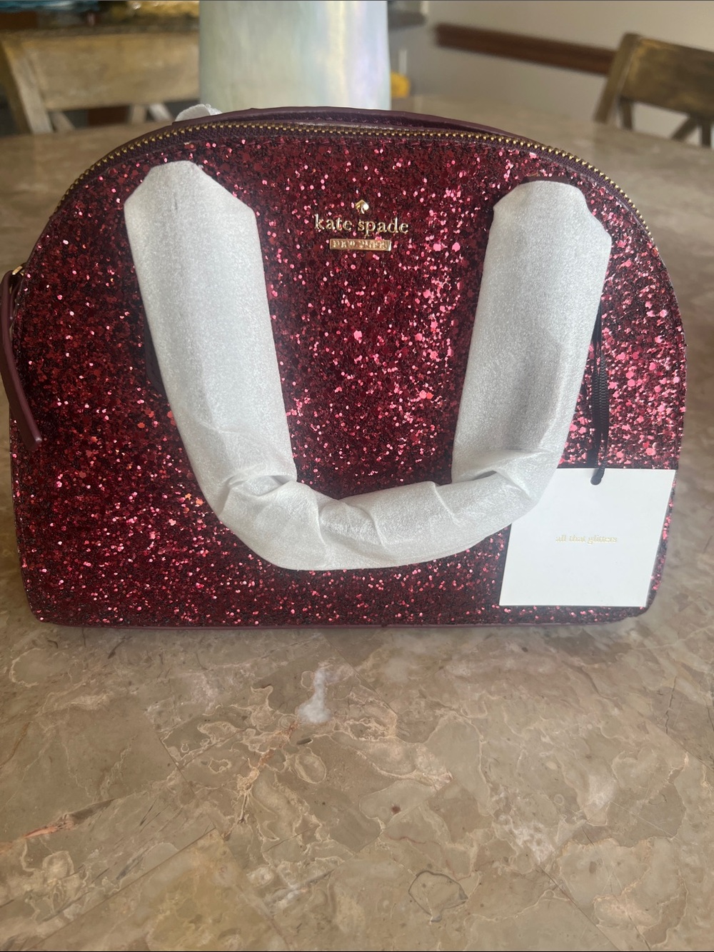 kate spade mini reiley laurel way Glitter Dome Satchel/crossbody in Deep Plum - Picture 1 of 7